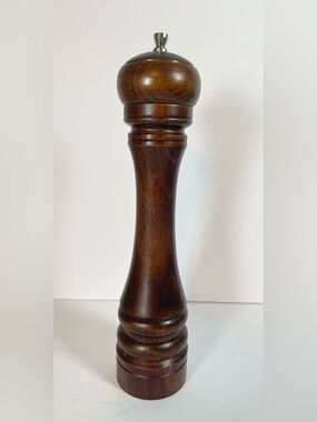 Mr Dudley Grundy 12” Wooden Pepper Mill Tall Rustic Kitchen Grinder